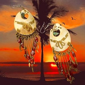 Vintage Shell Bohemian Chandelier Earrings